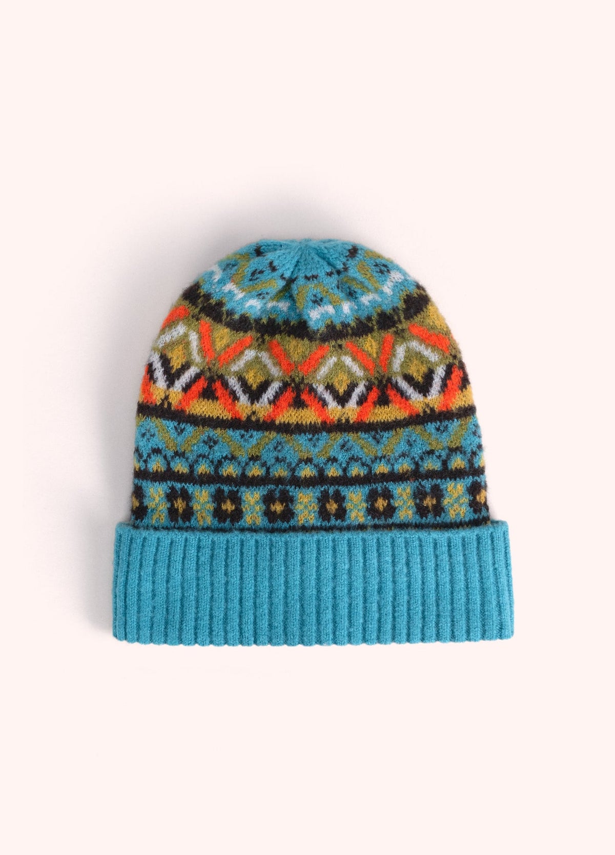 Powder Fair Isle Beanie, Teal Mix