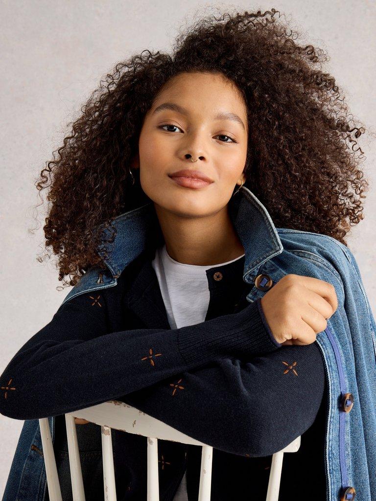 White Stuff Lulu Long Sleeve Embroidered Cardigan-Cardigan-White finn