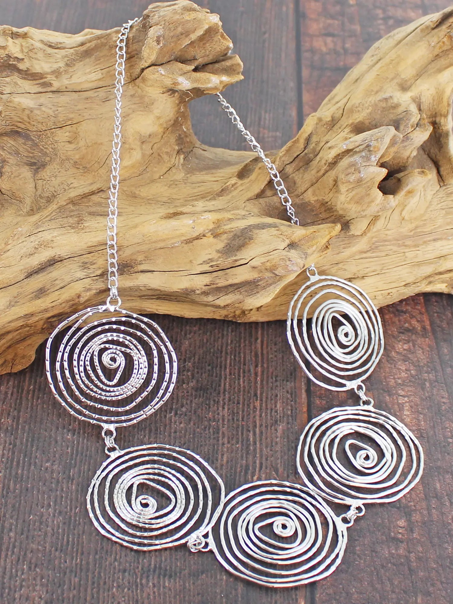 Suzie Blue Five Piece Swirl Necklace KH1504