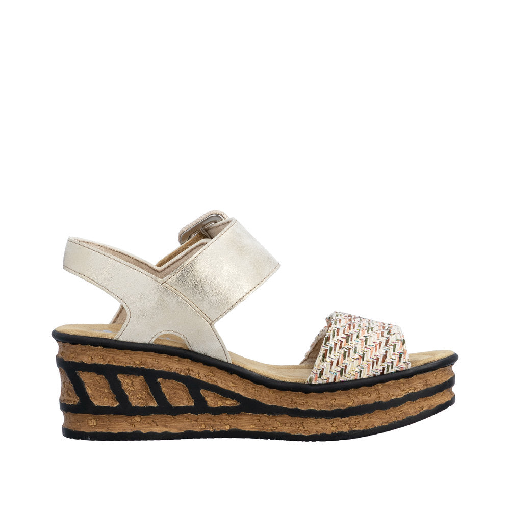Rieker Wedge Sandal 68172-Rieker-White finn