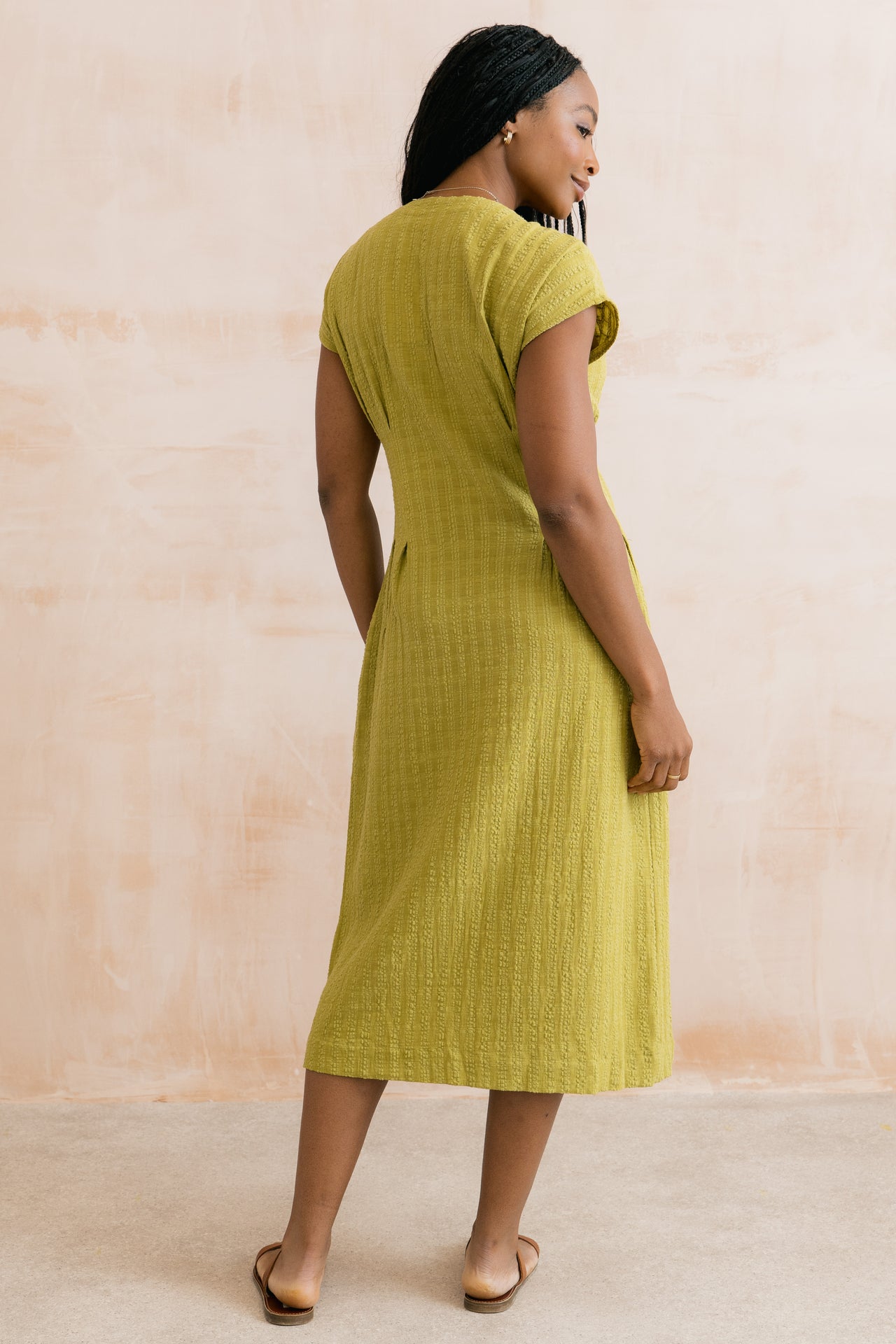 Lily and Me Drift Textured Seersucker Midi Dress Lime