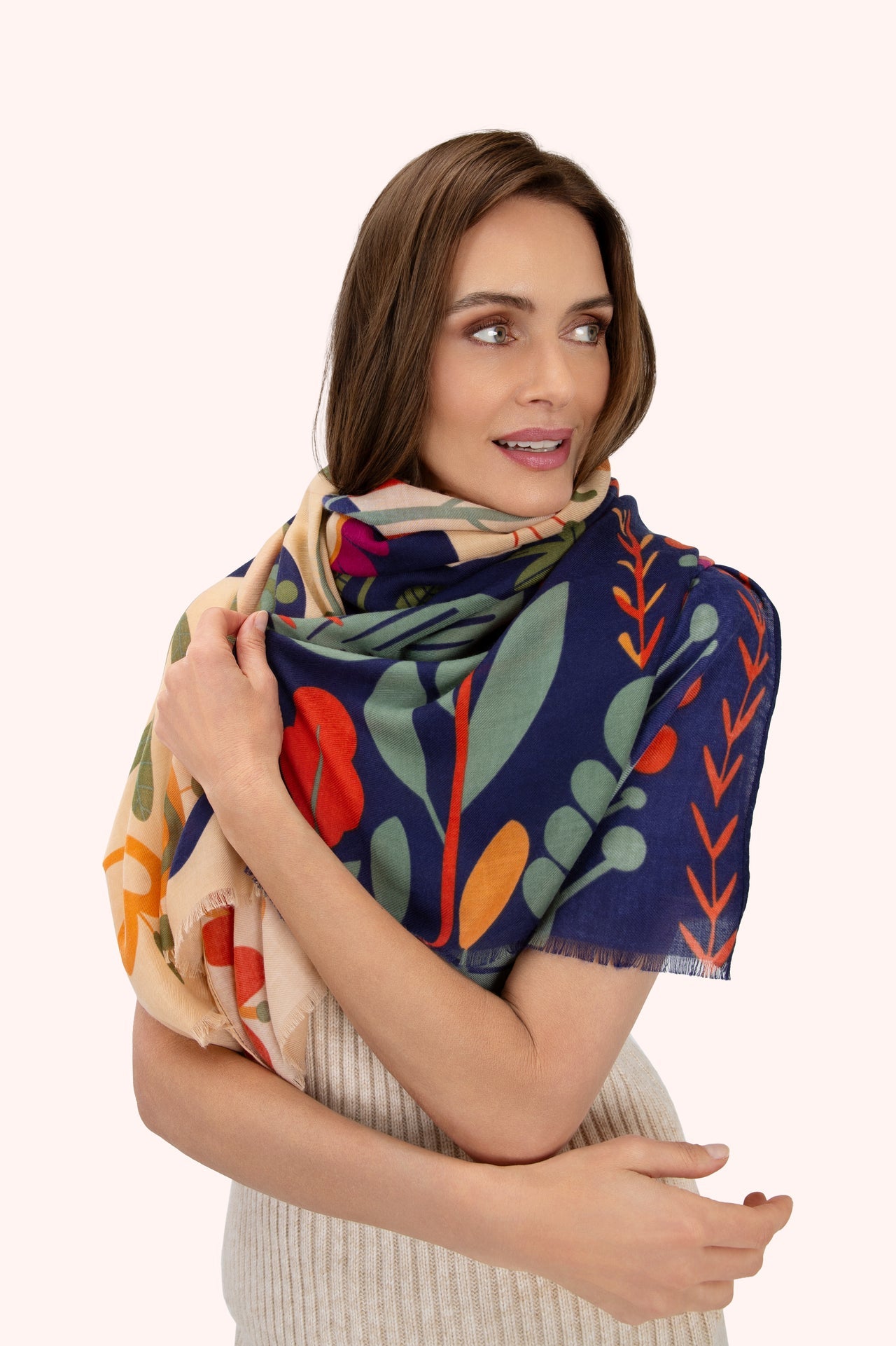 Powder Print Scarf - Scandi Two-Tone Floral