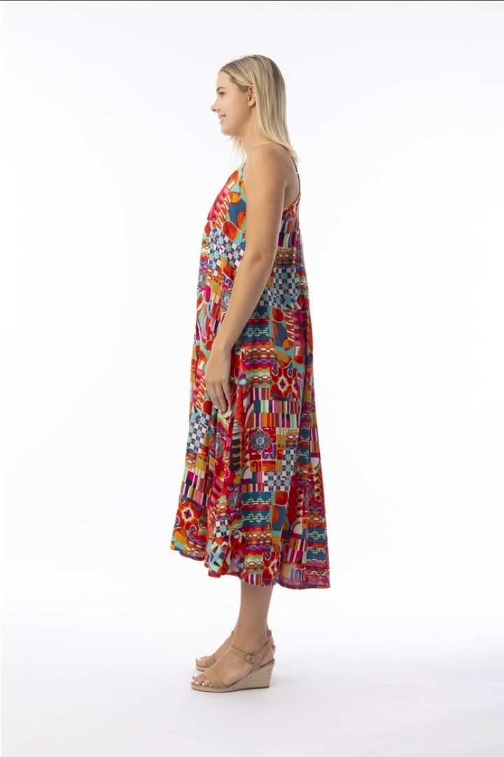 Orientique Peru Print Strappy Dress