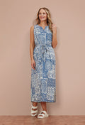 Adini Patched Paisley Tazmine Dress - Starlight Blue-Adini-White finn