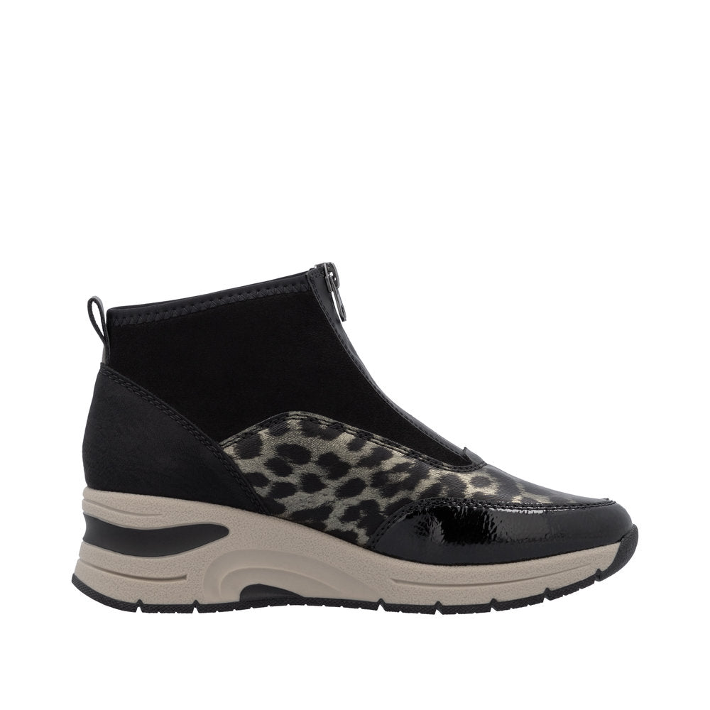 Rieker Print Front Zip Ankle Boot N9362-Footwear-White finn