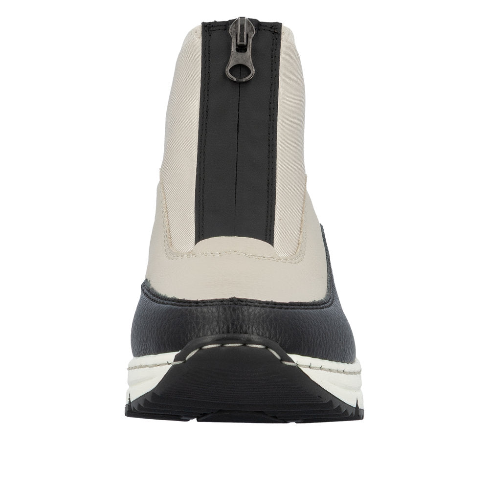Rieker Cream Contrast Zip Boot N6352-Footwear-White finn