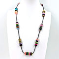 Tempest Long rectangular bead necklace on wax cord KW007N