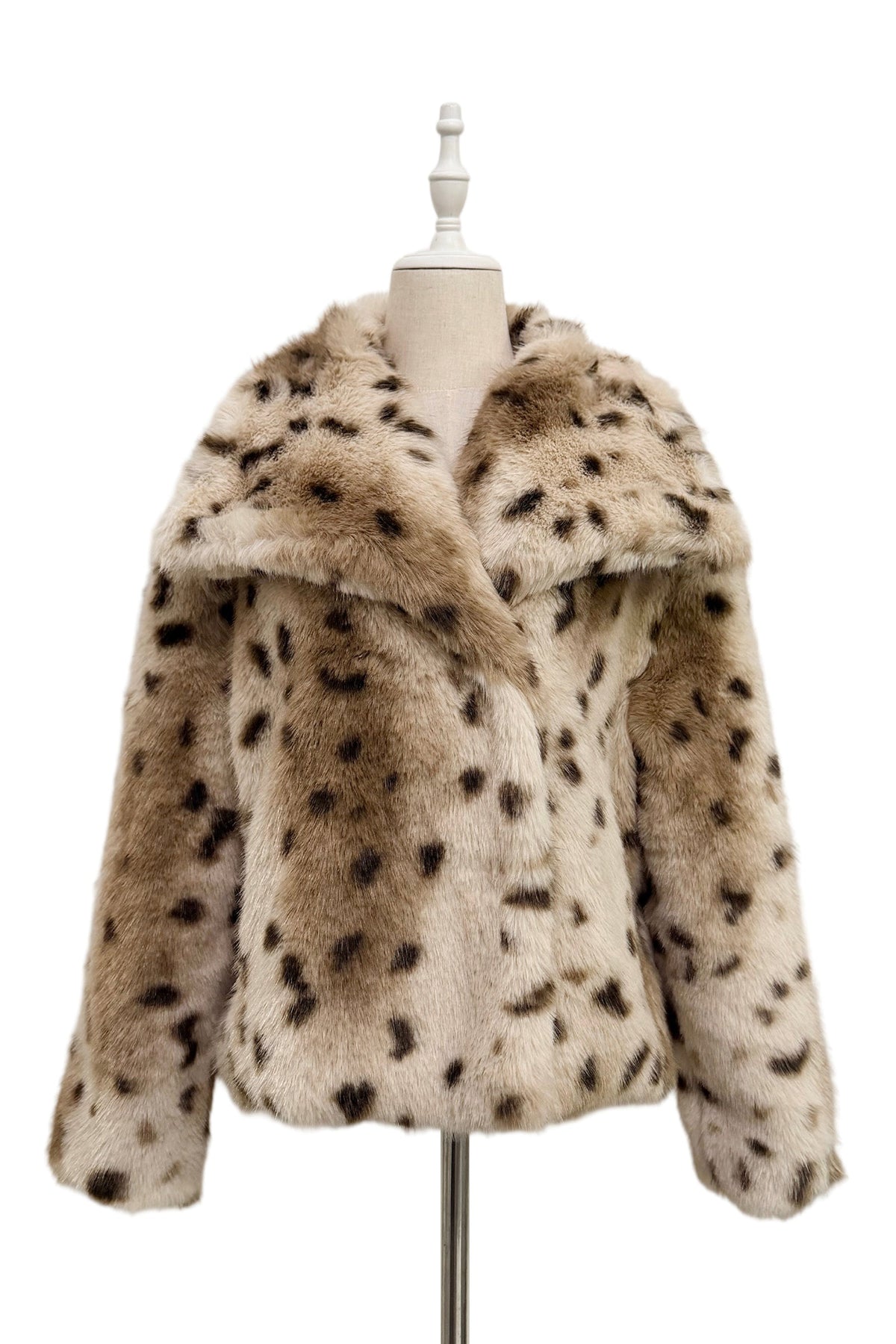 Luxe Fluffy Faux Fur Coat with Shawl Collar