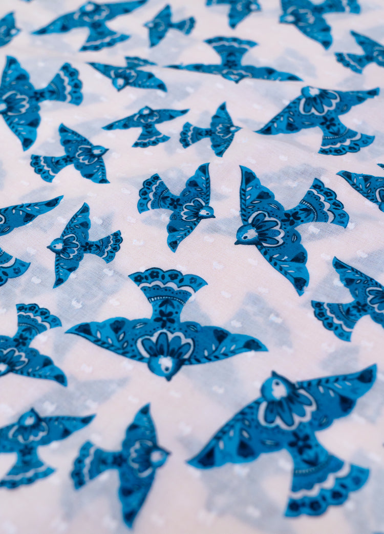Powder Infinity Scarf - Watercolour Birds-Powder-White finn