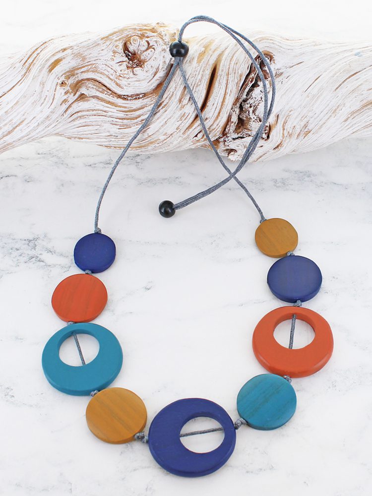 Wooden Disc and Hoop Necklace FB6603