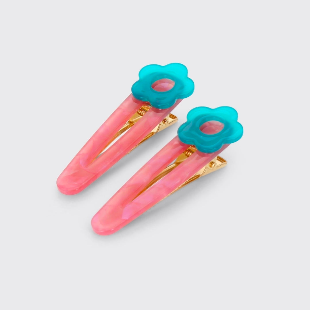 Millie Mae Harper Set of 2 Hair Clips - Pink / Blue