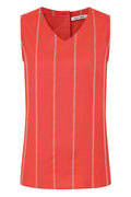 Alice Collins Rose Striped V-Neck Sleeveless Top-Top-White finn