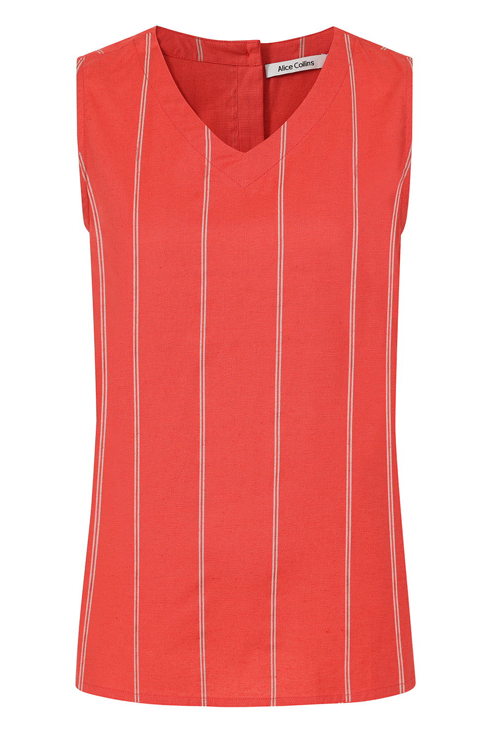 Alice Collins Rose Striped V-Neck Sleeveless Top-Top-White finn