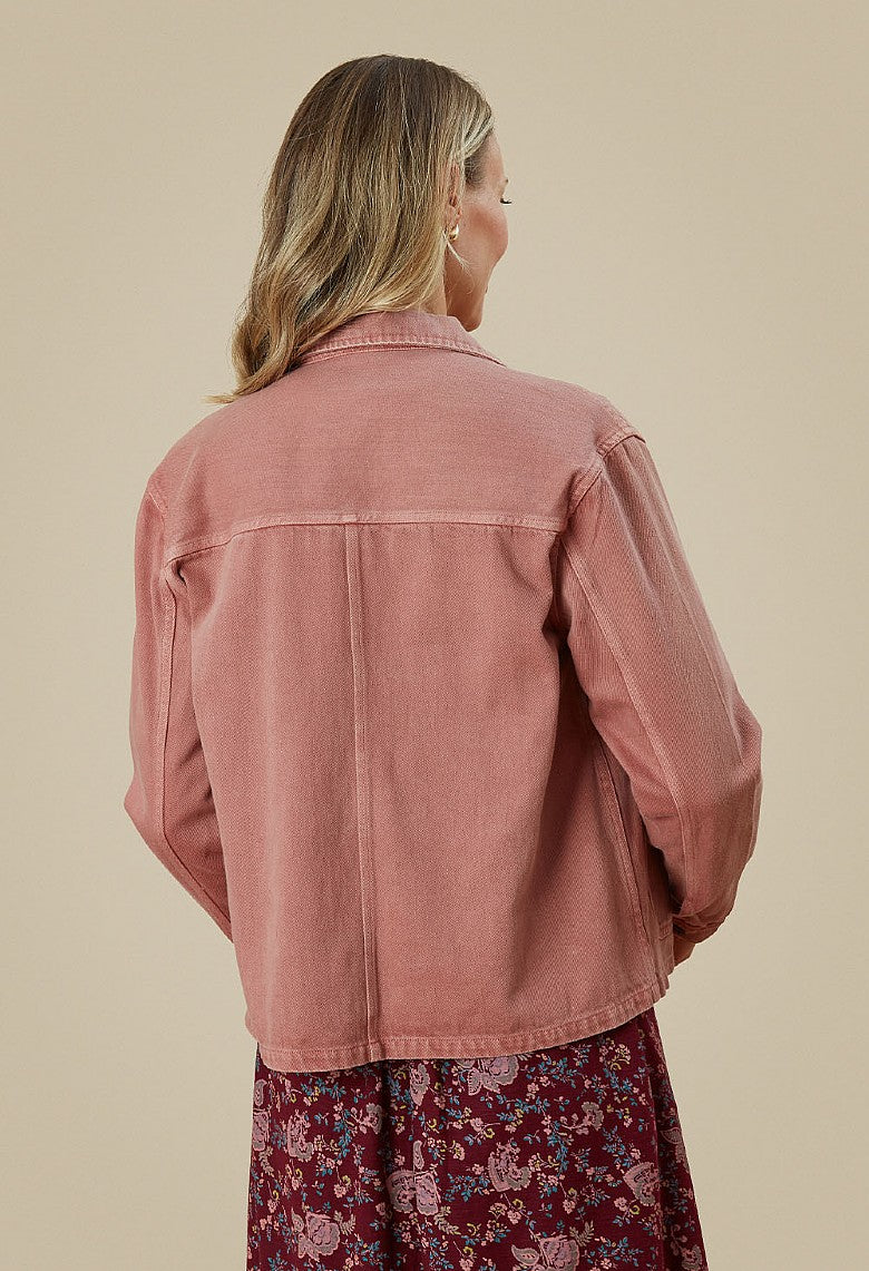 EVIE LAUNDERED COT TWILL JKT-White finn