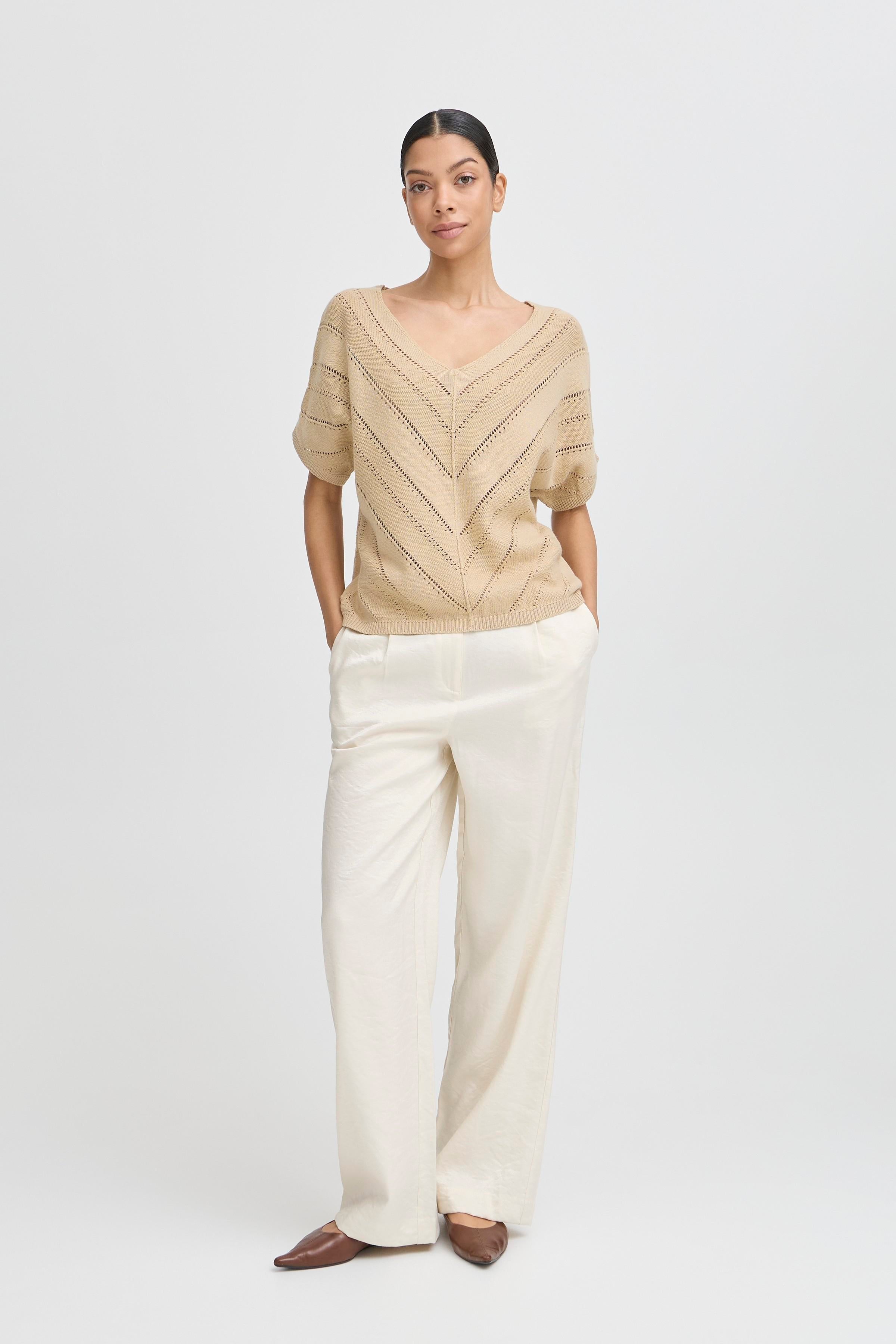 B young Bynajo V-Neck Jump-Knitwear-White finn