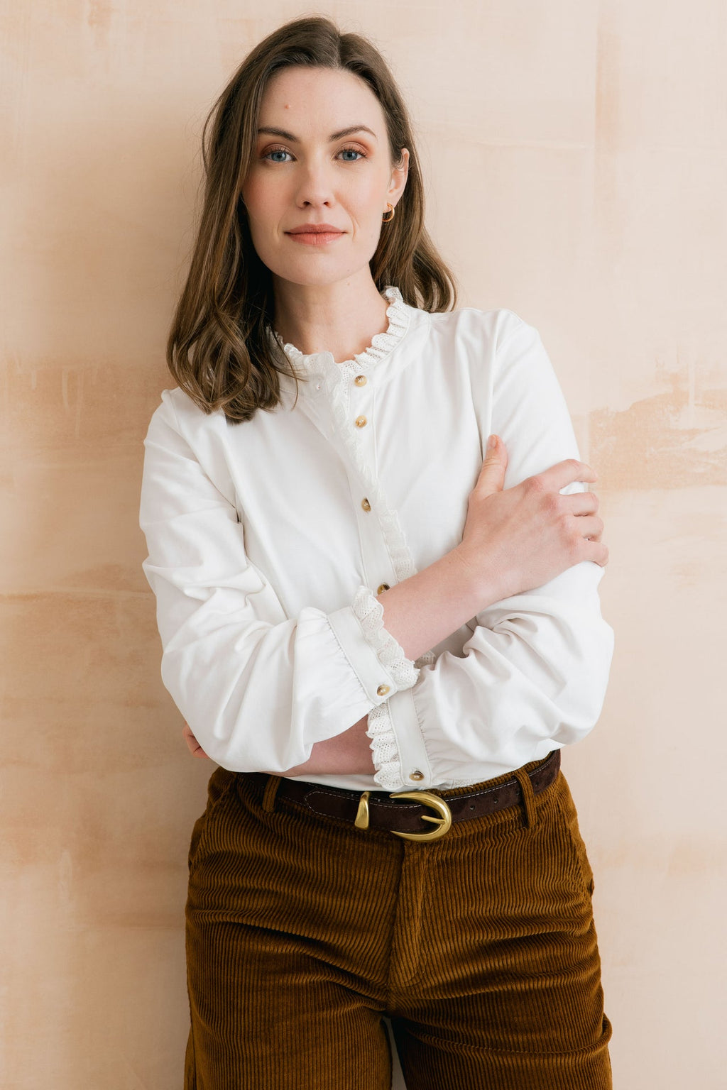 Lily and Me Sage Frill Organic Cotton Jersey Blouse White