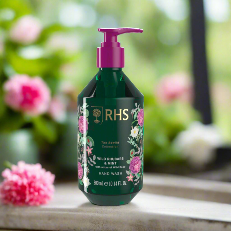 RHS Rewild Rhubarb and Mint Hand Wash 300ml-Body Care-White finn