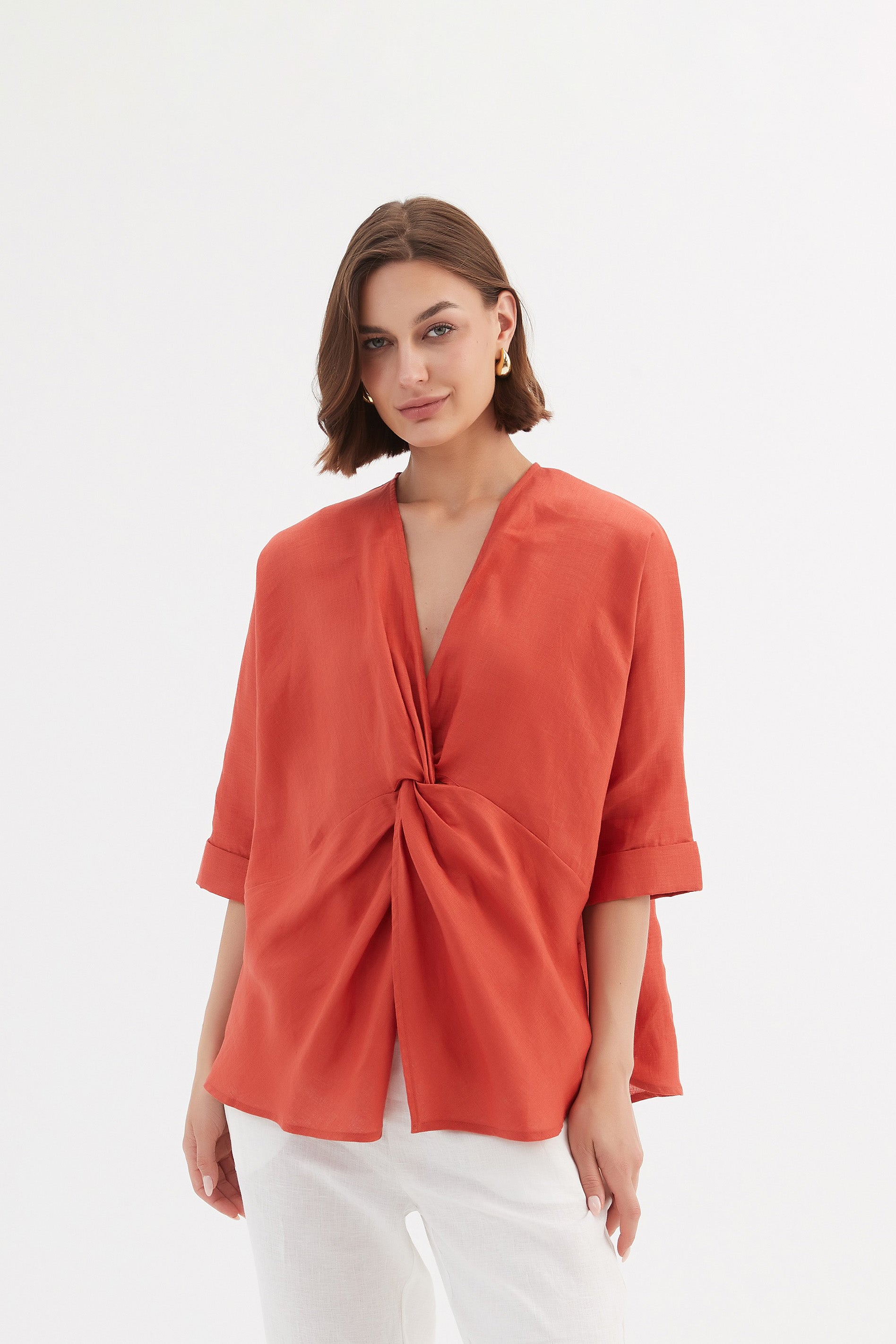 Tirelli Twist Front Top-Shirts & Tops-White finn