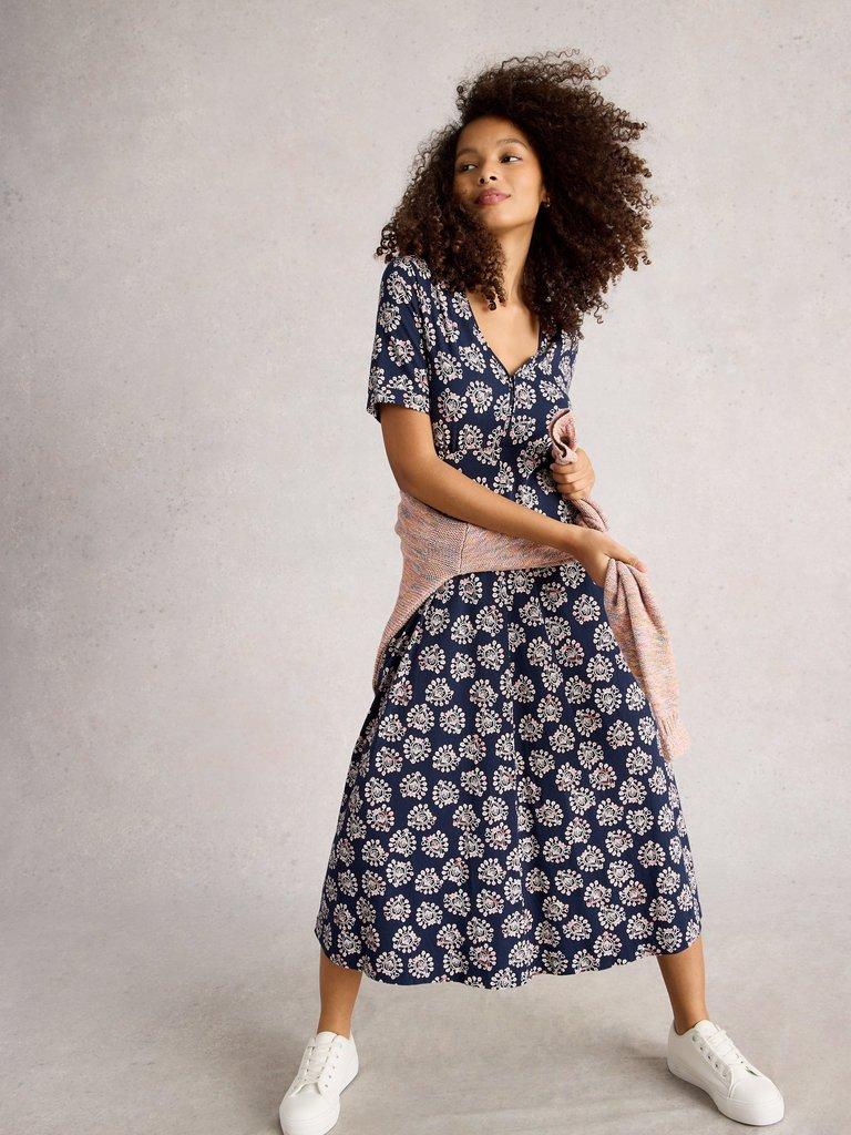 White Stuff Megan Short Sleeve Midi Dress-White Stuff-White finn