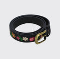 Floral Embroidered Belt - Black