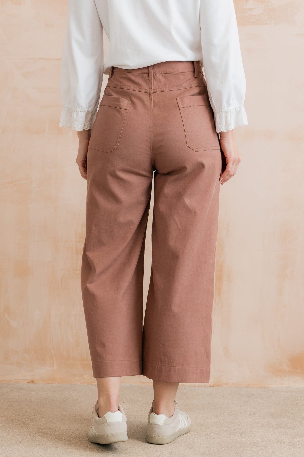 Lily and Me Amelia Cropped Wide Leg Trousers Soft Pink-Lily and Me-White finn