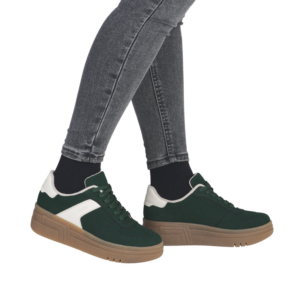 Rieker Green Contrast Trainer M7602-Footwear-White finn