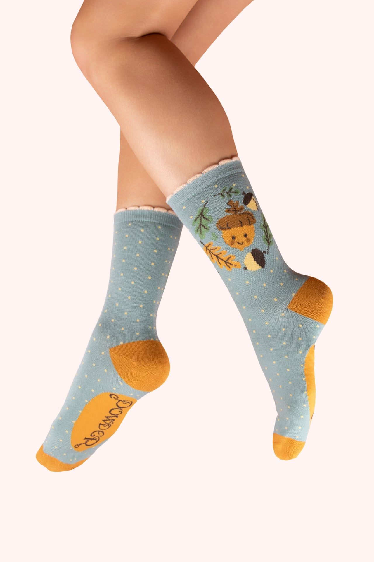 Powder Ankle Socks - Happy Acorn, Ice