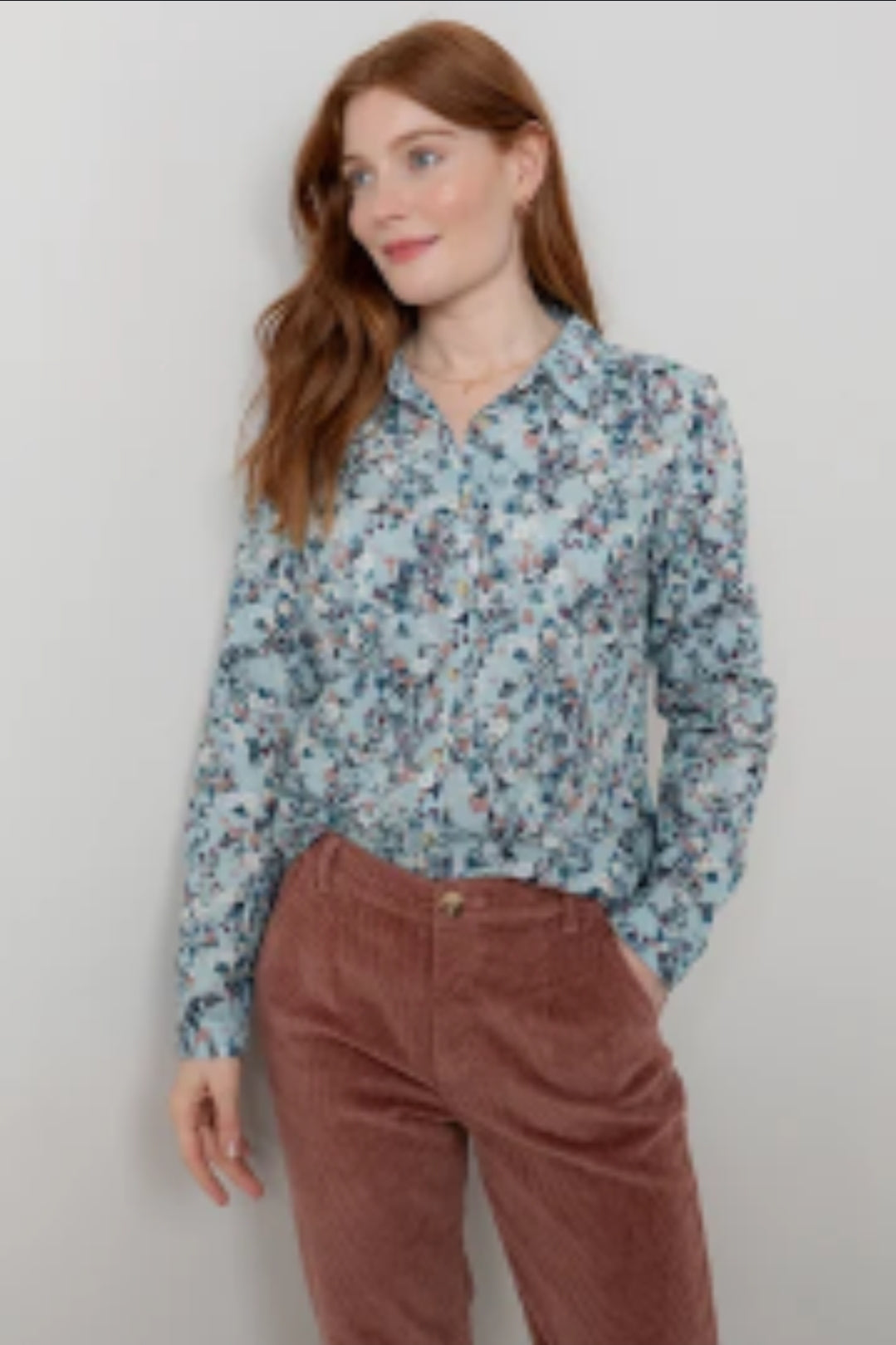Lily and Me Patsy Shirt Feather Ditsy-White finn
