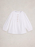 White Stuff Isla Half Button Top-Shirts & Tops-White finn