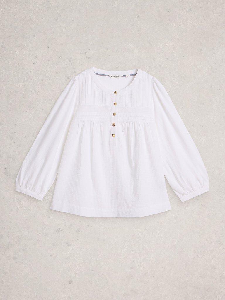 White Stuff Isla Half Button Top-Shirts & Tops-White finn