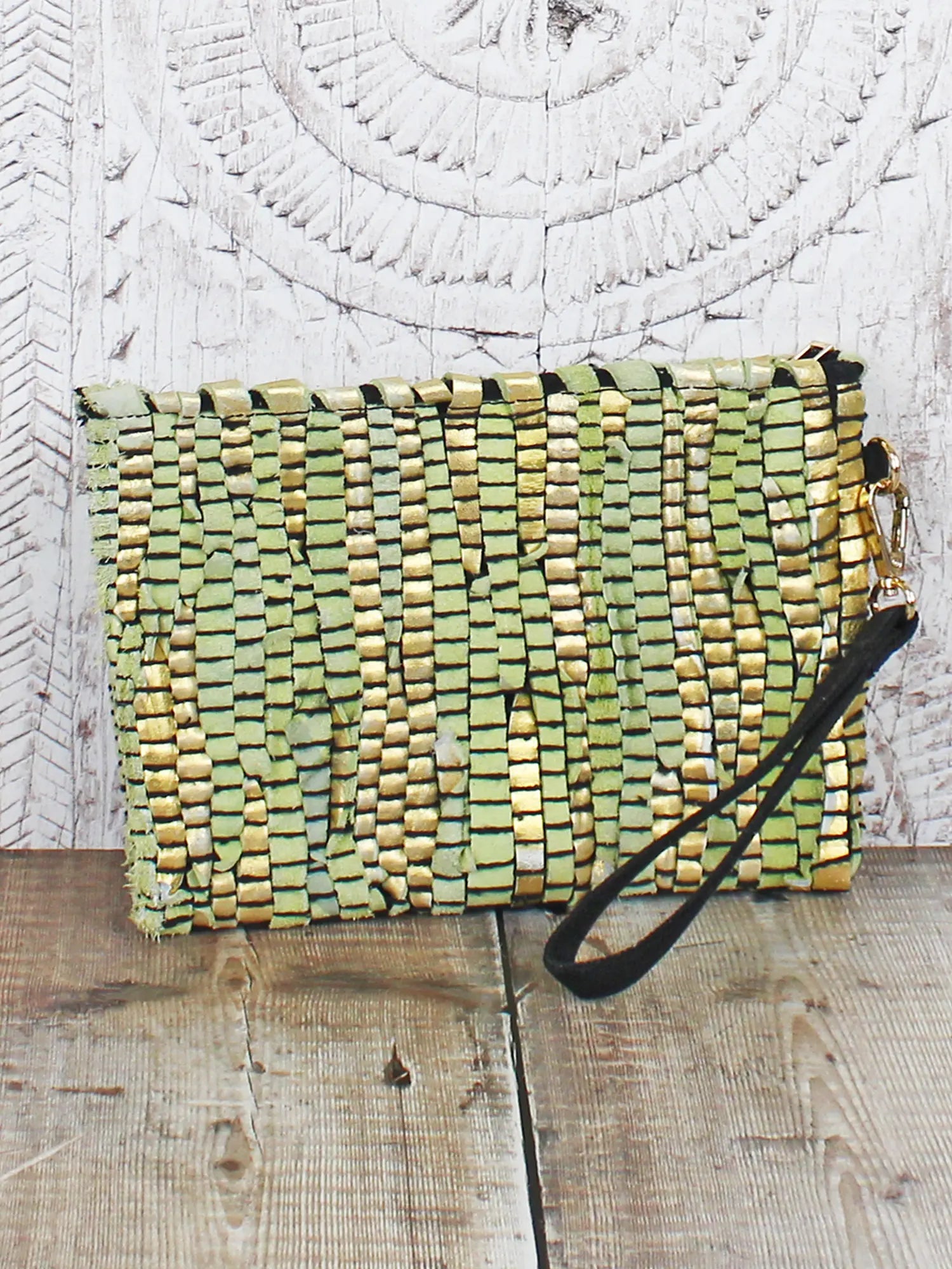 Upcycled Leather Clutch Bag CR1502-Bag-White finn