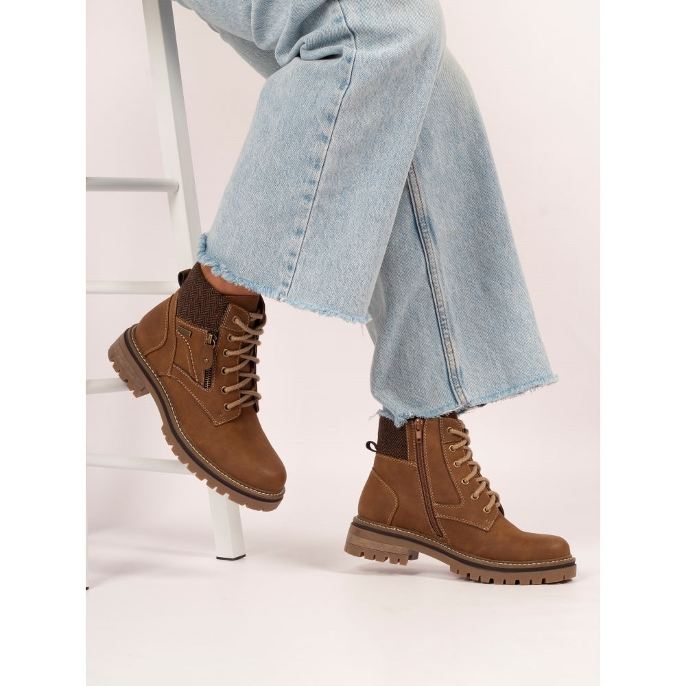 Lunar Caramel Waterproof Tan Ankle Boot-Footwear-White finn