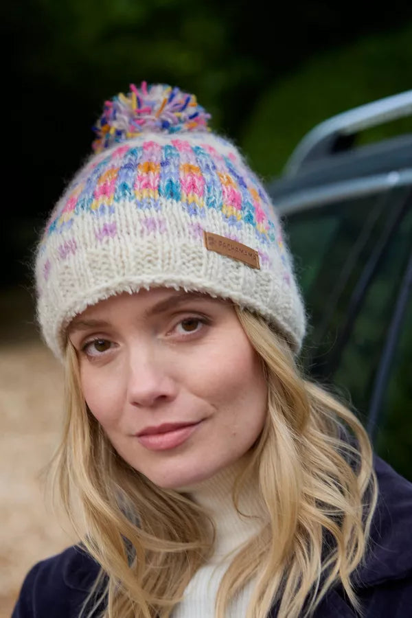 Pachamama Arundel Bobble Beanie Oatmeal-Hat-White finn