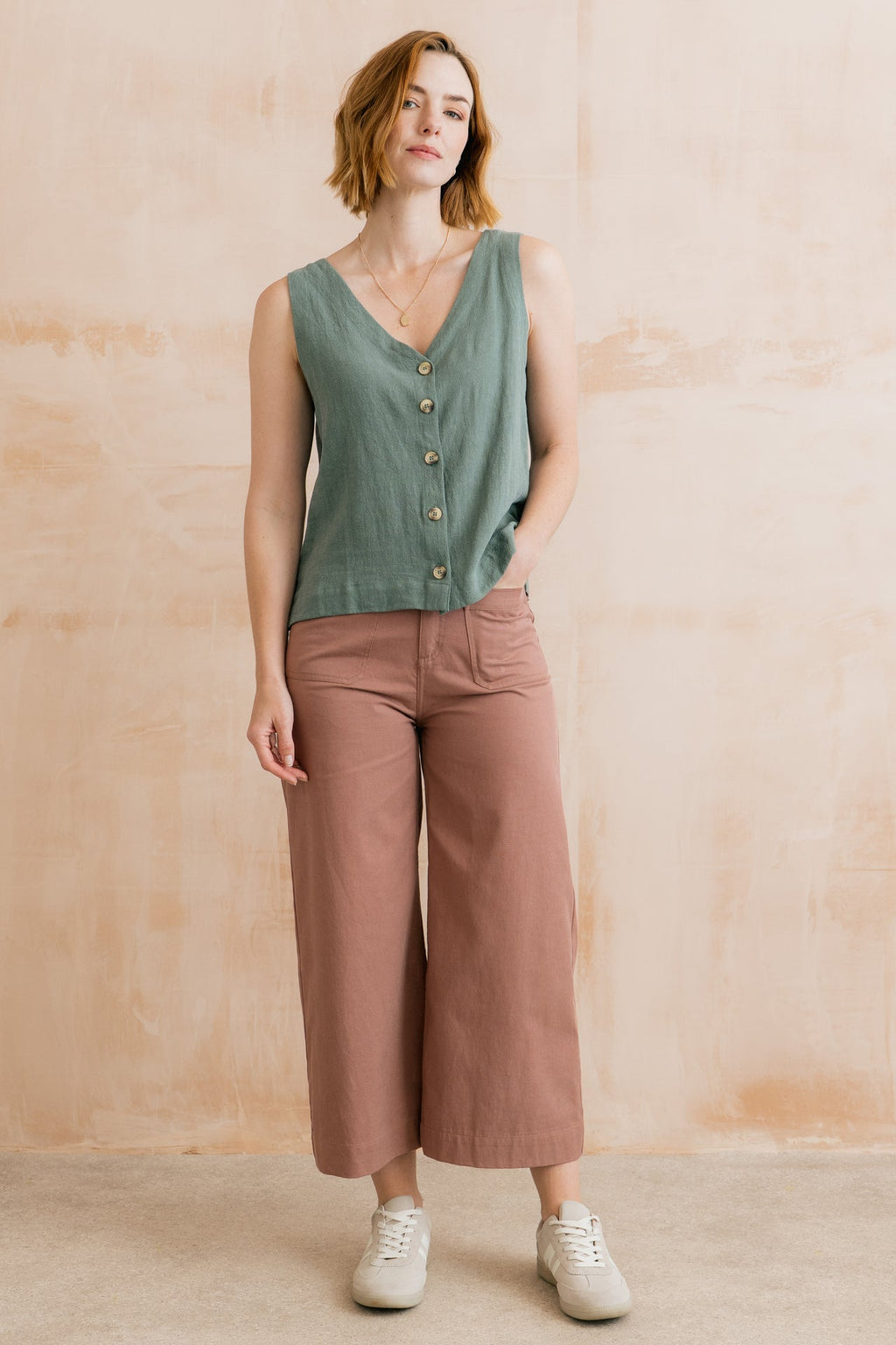 Lily and Me Amelia Cropped Wide Leg Trousers Soft Pink-Lily and Me-White finn