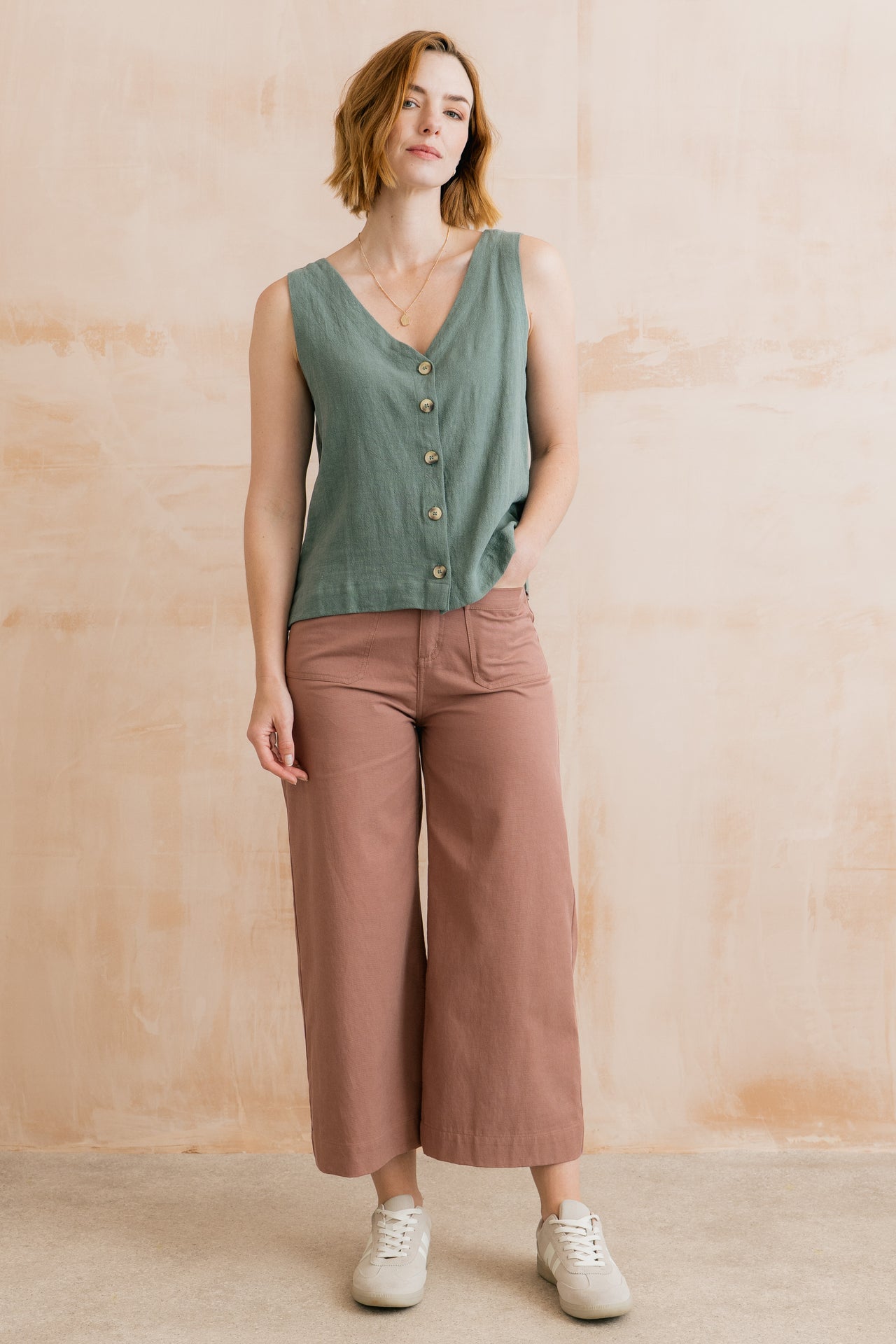 Lily and Me Amelia Cropped Wide Leg Trousers Soft Pink-Lily and Me-White finn