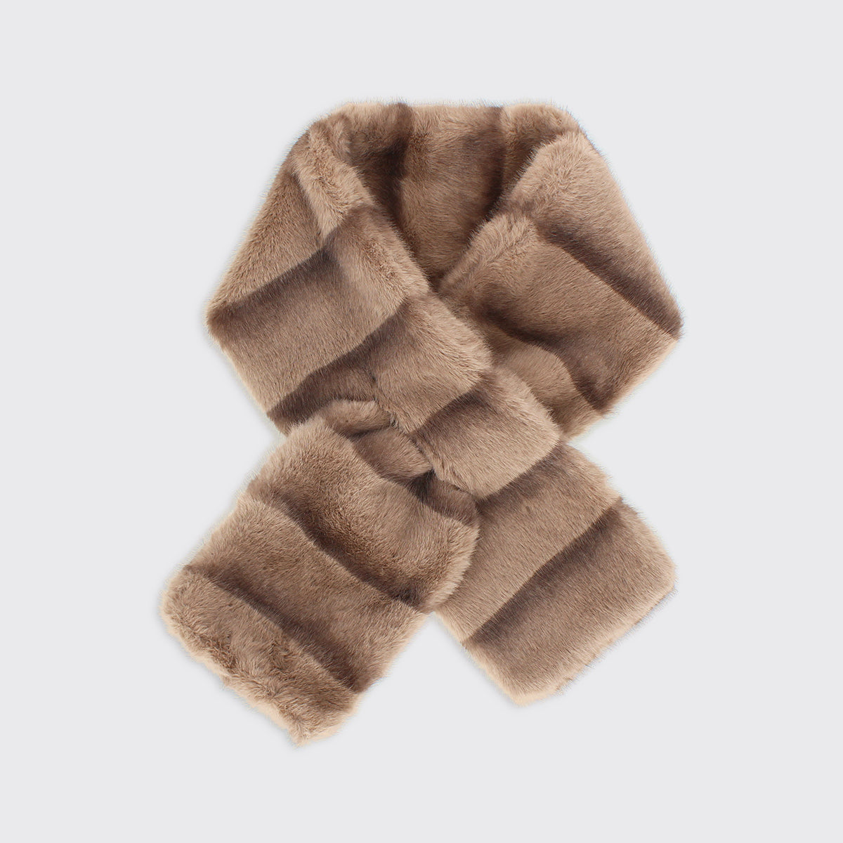 Millie  mae Bridgette Faux Fur Push Through Scarf - Toffee