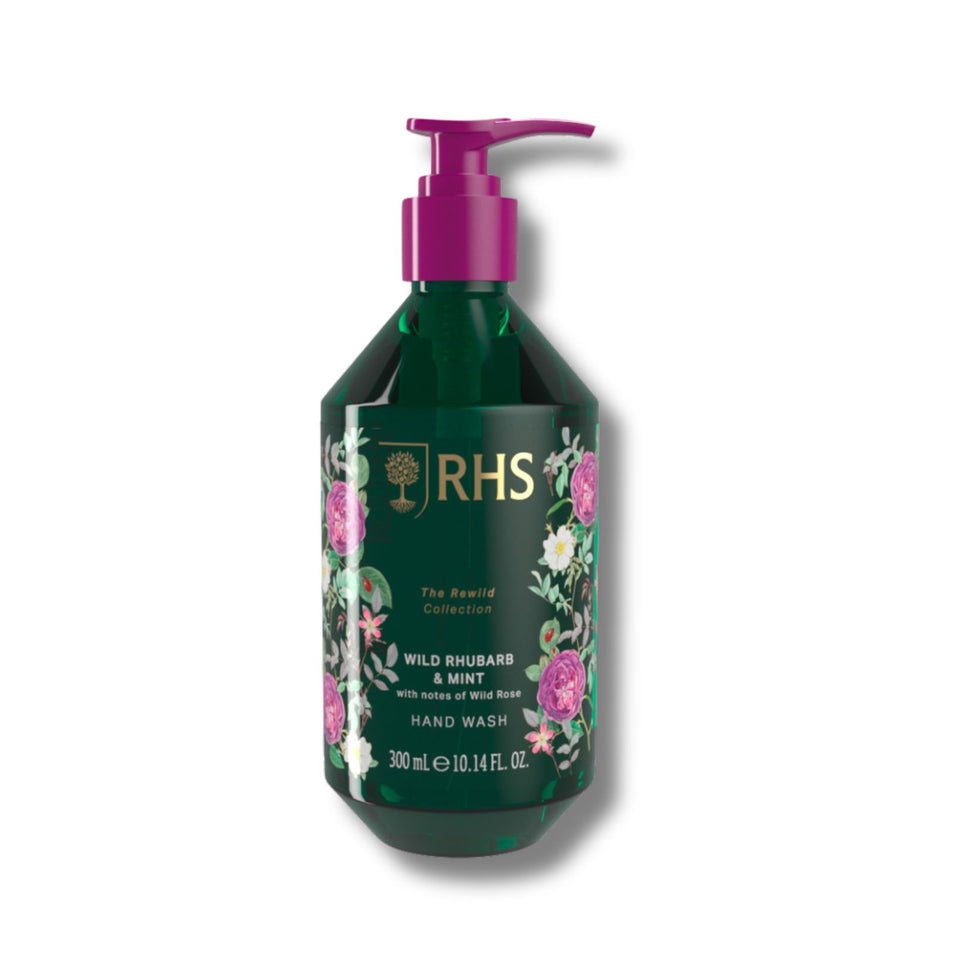 RHS Rewild Rhubarb and Mint Hand Wash 300ml-Body Care-White finn