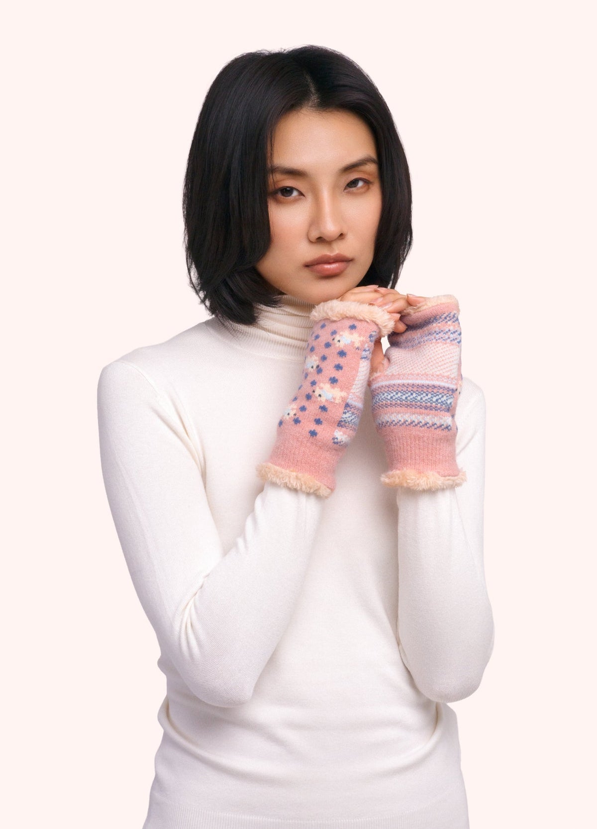 Powder Westie Wrist Warmers, Candy