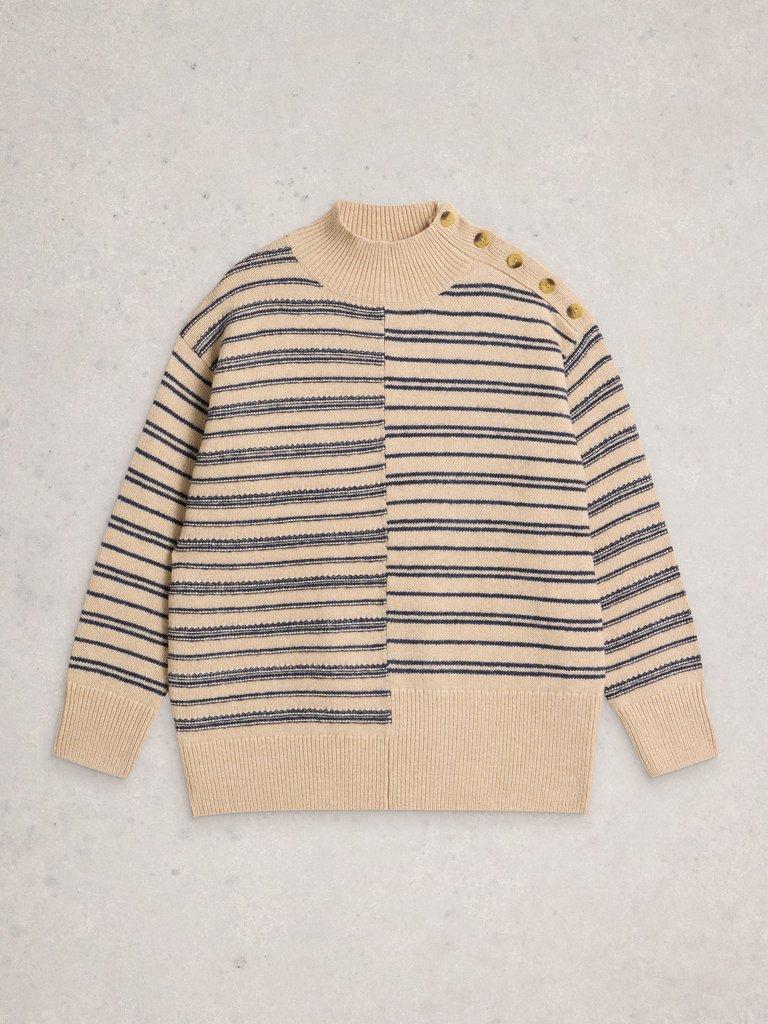 White Stuff MIX STRIPE STAND NK JUMPER-Jumper-White finn