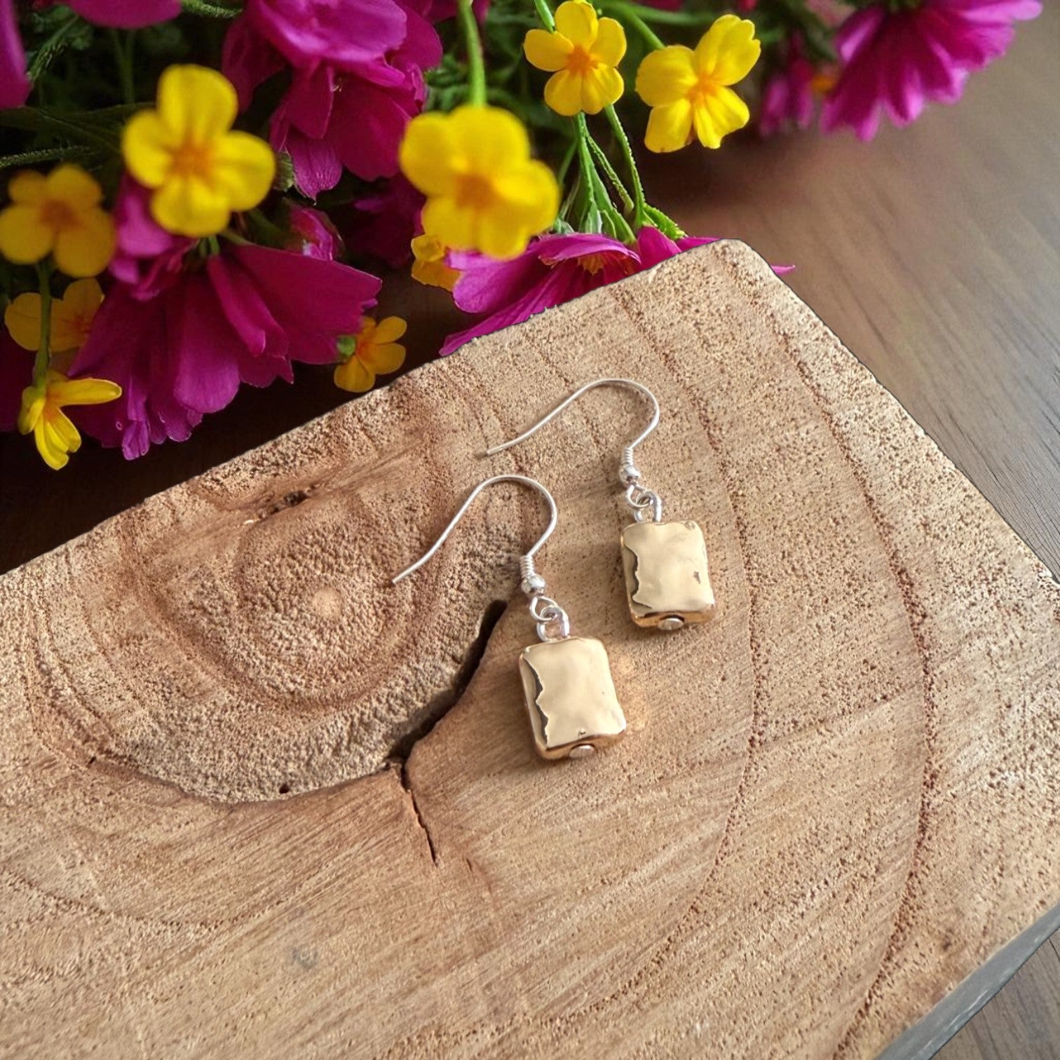 Jess and lou Mixed Block Square Bead Drop Earrings ER184-Jess and Lou-White finn