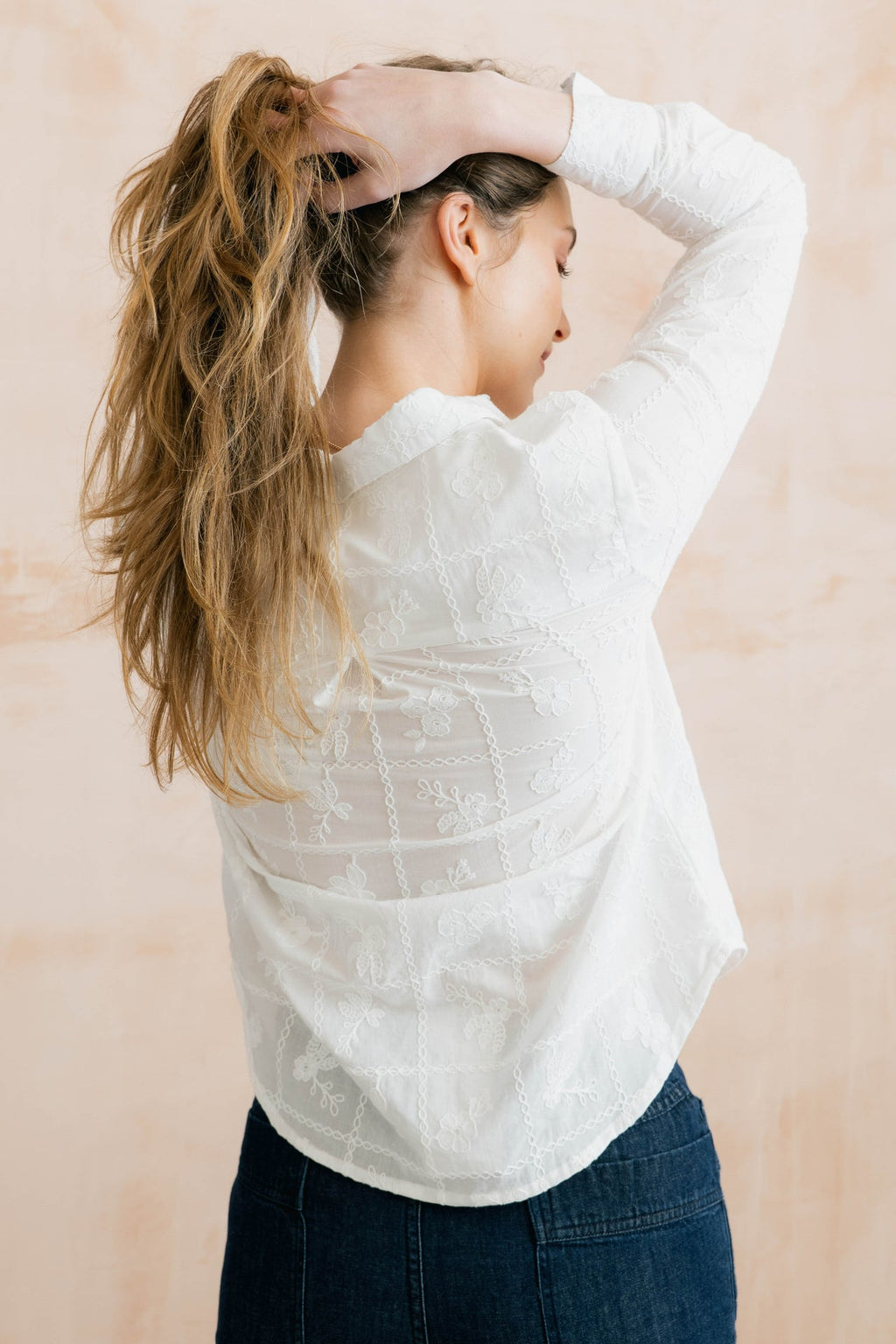 Lily and Me Patsy Embroidered Patchwork Shirt White