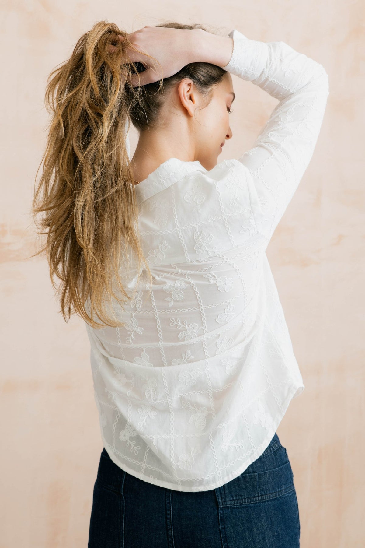 Lily and Me Patsy Embroidered Patchwork Shirt White