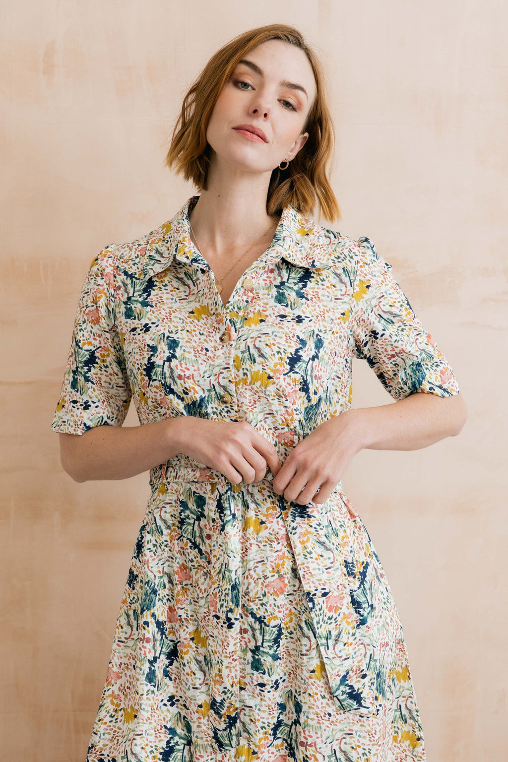 Lily and Me Robyn Organic Cotton Ditsy Print Belted Tea Dress
