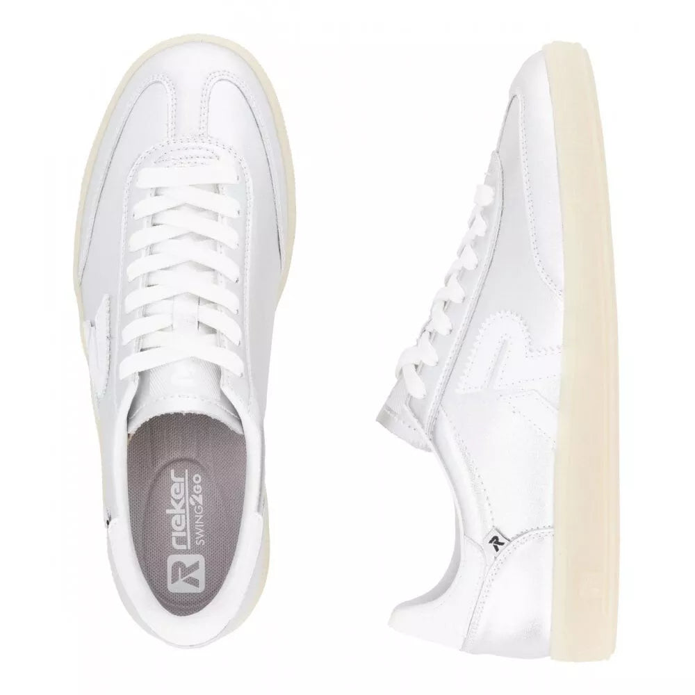 Rieker Trainer W2200- Silver-Footwear-White finn