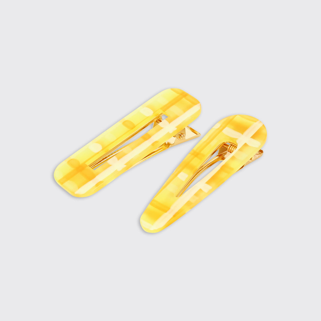 SERENITY SET OF 2 HAIRCLIPS- YELLOW FE04621-Hairclip-White finn