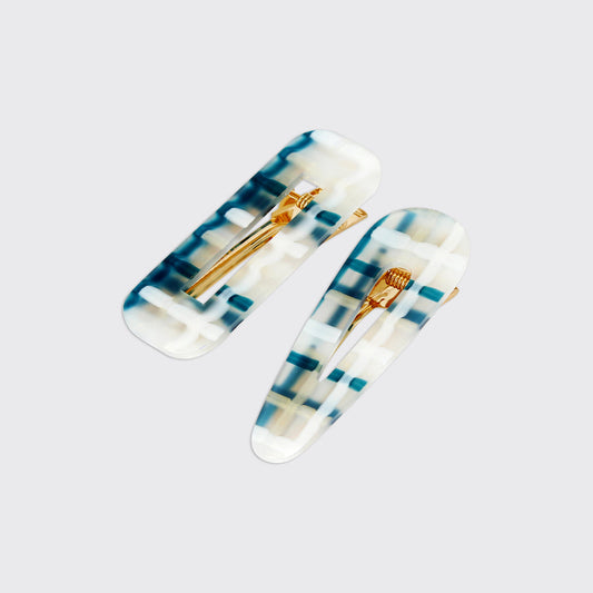 SERENITY SET OF 2 HAIRCLIPS- BLUE