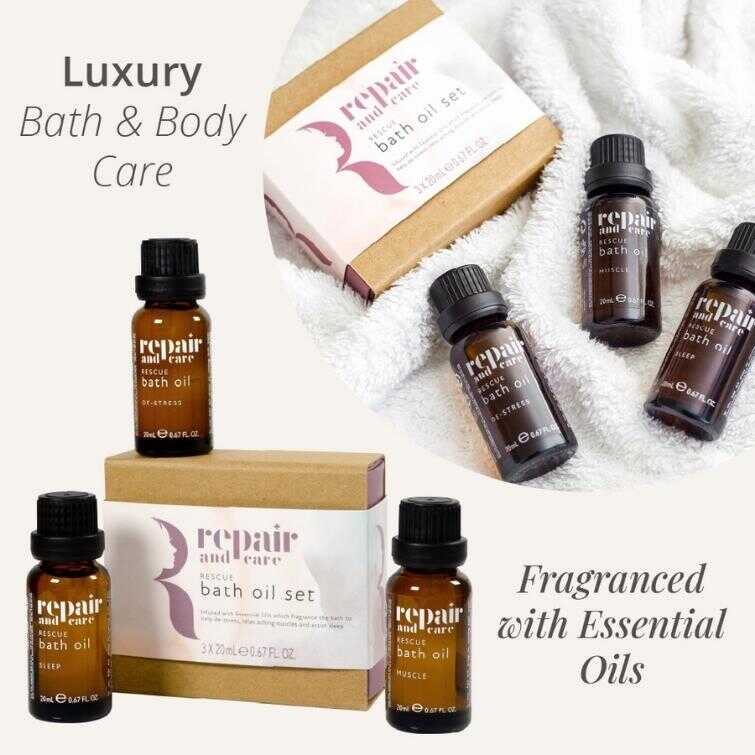 Repair and Care Rescue Bath Oil Set – 3 x 20ml-Body Care-White finn