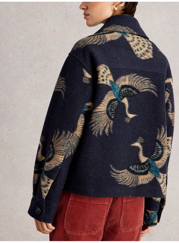 White Stuff Alexa Wool Blend Coat in Navy Multi-Coats & Jackets-White finn