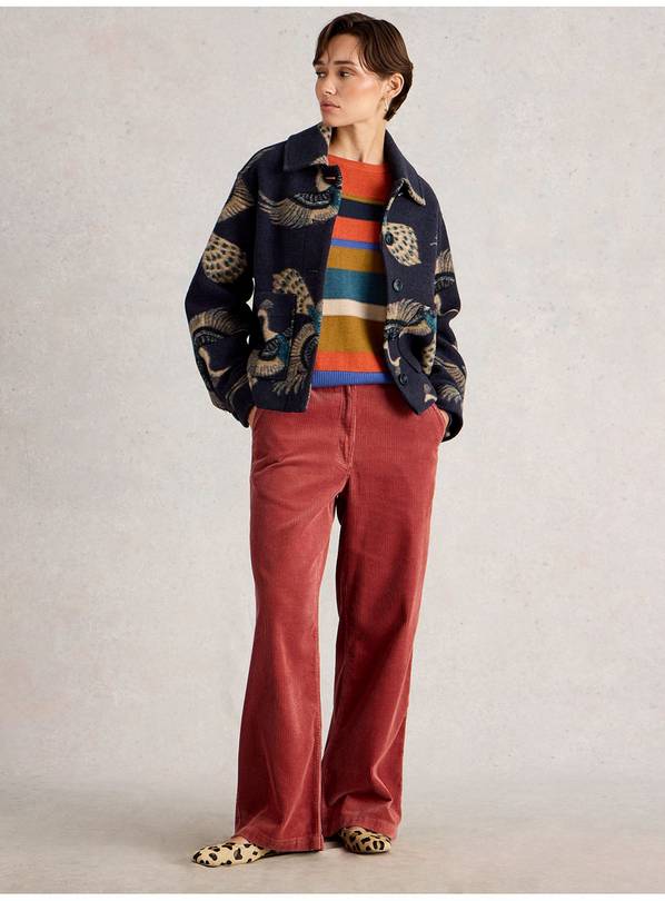 White Stuff Alexa Wool Blend Coat in Navy Multi-Coats & Jackets-White finn