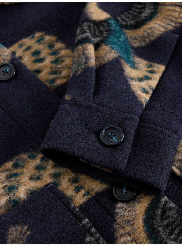 White Stuff Alexa Wool Blend Coat in Navy Multi-Coats & Jackets-White finn